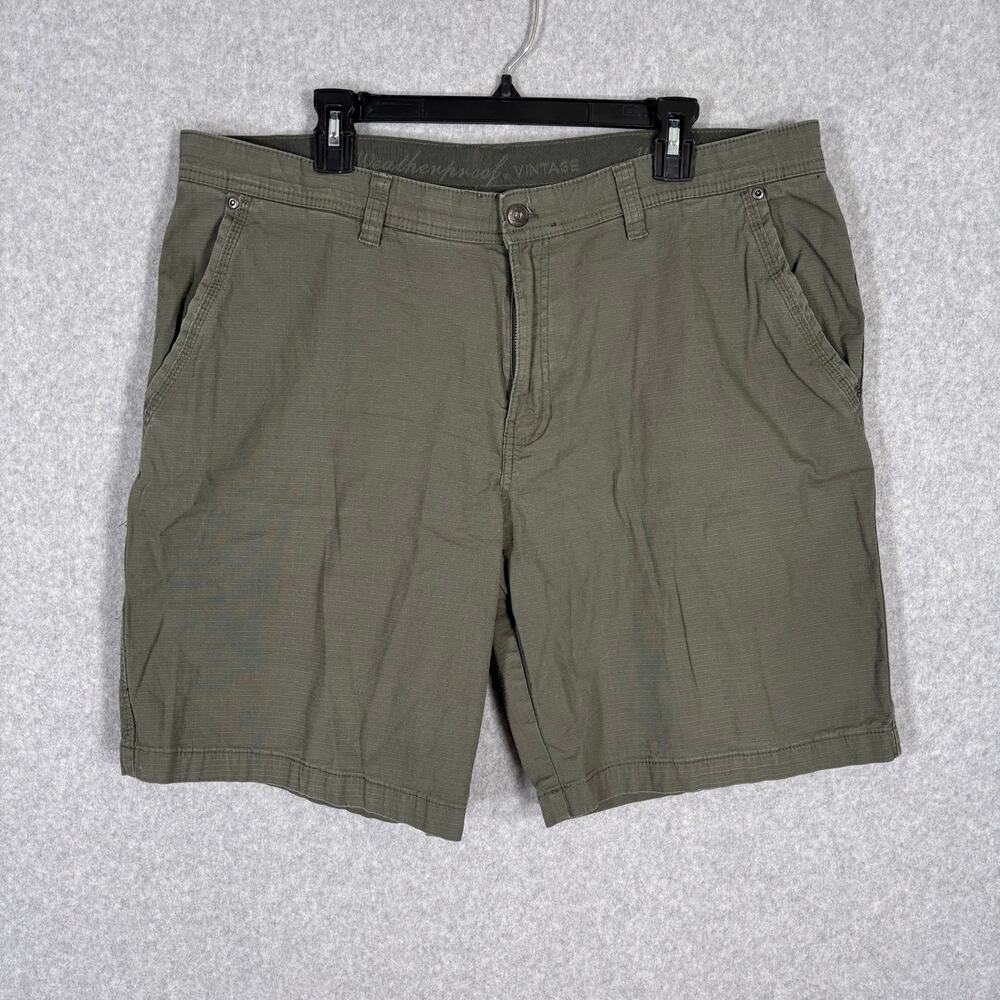 Weatherproof Ripstop Hiking Shorts Mens 40 Green Utility Camping Elastic Stretch